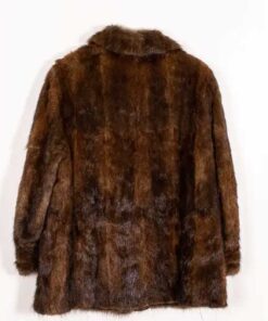 Men's Shaggy Mink Fur Vintage Brown Coat