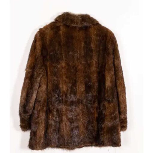 Men's Shaggy Mink Fur Vintage Brown Coat