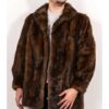 Men's Shaggy Mink Fur Vintage Brown Coat