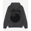 Stussy 8 Ball Pigment Dyed Black Zipper Hoodie