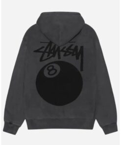 Stussy 8 Ball Pigment Dyed Black Zipper Hoodie