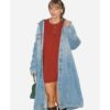 American Singer Taylor Swift Blue Long Denim Trench Coat
