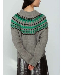 The Four Seasons 2025 Tina Fey Grey & Green Fair Isle Sweater