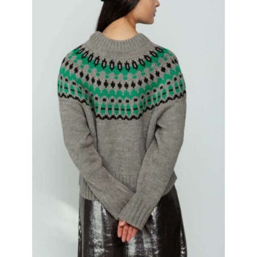 The Four Seasons 2025 Tina Fey Grey & Green Fair Isle Sweater