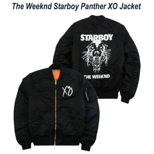 The Weeknd Starboy Panther XO Black Bomber Jacket