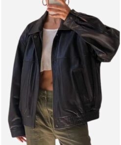 Women’s 90’s Vintage Oversized Black Leather Jacket