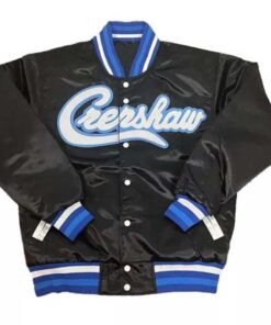 Crenshaw Black Bomber Satin Varsity Jacket