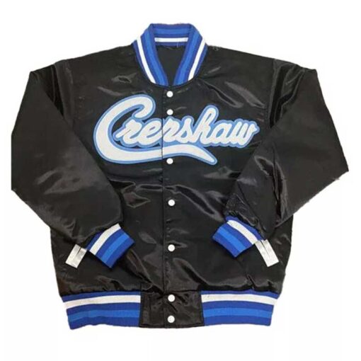 Crenshaw Black Bomber Satin Varsity Jacket