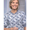 Kate Snow Blue Floral Puff Sleeve Sweater