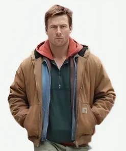 The Running Man 2025 Glen Powell Brown Hooded Jacket