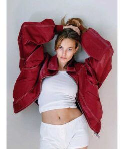 Contrast Stitch Red Jacket