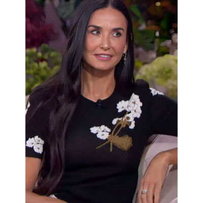 Demi Moore Embroidered Black Shirt Top