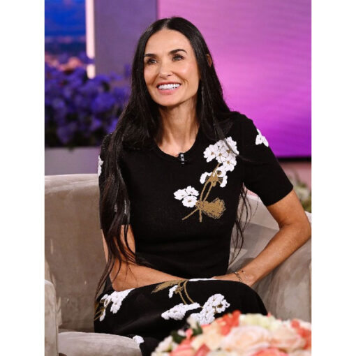 Demi Moore Embroidered Black Shirt Top