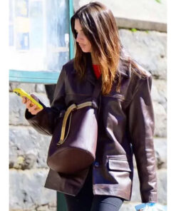 Emily Ratajkowski Street Style 2025 Leather Jacket