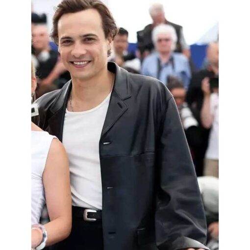 Frank Dillane Black Leather Blazer