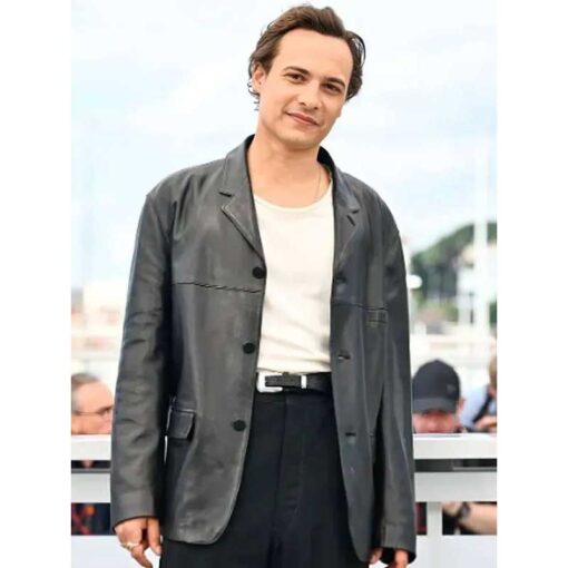 Frank Dillane Black Leather Blazer
