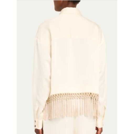 Access Hollywood 2025 Jenna Bush Hager Fringe Trim Satin Shirt