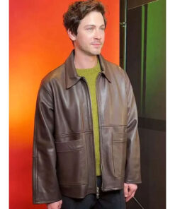 Logan Lerman Oh Hi! 2025 Brown Leather Jacket
