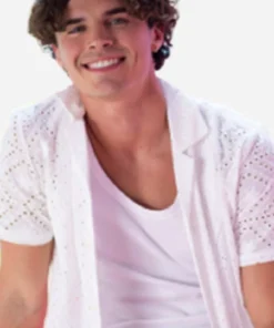 Love Island USA S7 Nicolas Vansteenberghe White Broderie Shirt