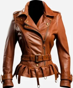Men’s Asymmetrical Brown Leather Jacket