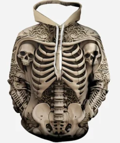 Men’s Vintage Sweatshirt 3D Skull Printed Hoodie