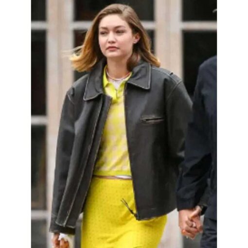 NYC 2025 Street Style Gigi Hadid Leather Jacket