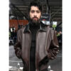 NYFW 2025 Zayn Malik Brown Leather Jacket