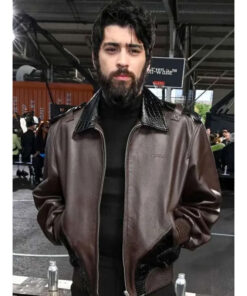 NYFW 2025 Zayn Malik Brown Leather Jacket