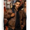 Relay 2025 Riz Ahmed Brown Leather Jacket