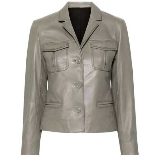 Samira Parker Grey Leather Blazer