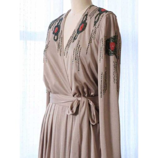 Sarah Jessica Parker Beige Beaded Longline Coat
