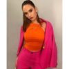The Late Late Show Lily James Pink Suit