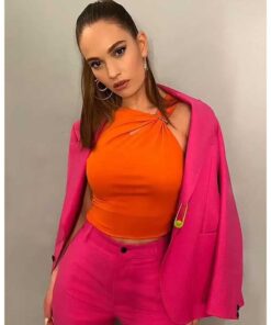 The Late Late Show Lily James Pink Suit