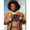 Uzo Aduba Brown Jacket With Leather Patches