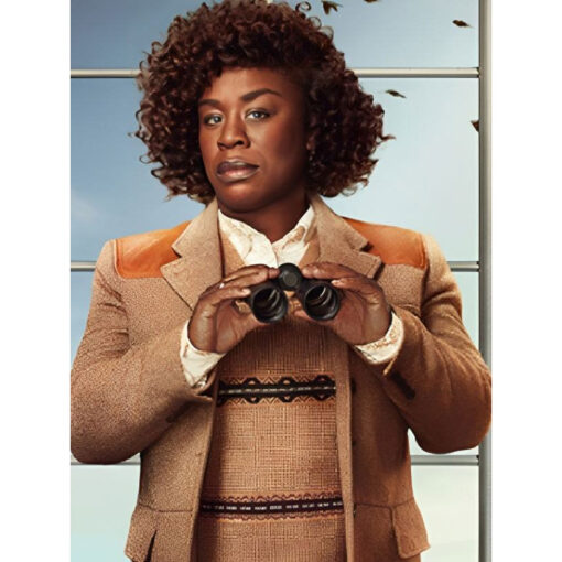Uzo Aduba Brown Jacket With Leather Patches