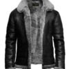 B3 Bomber Black Fur Pilot Jacket