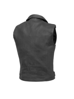 Men’s Asymmetrical Moto Leather Vest - Image 2