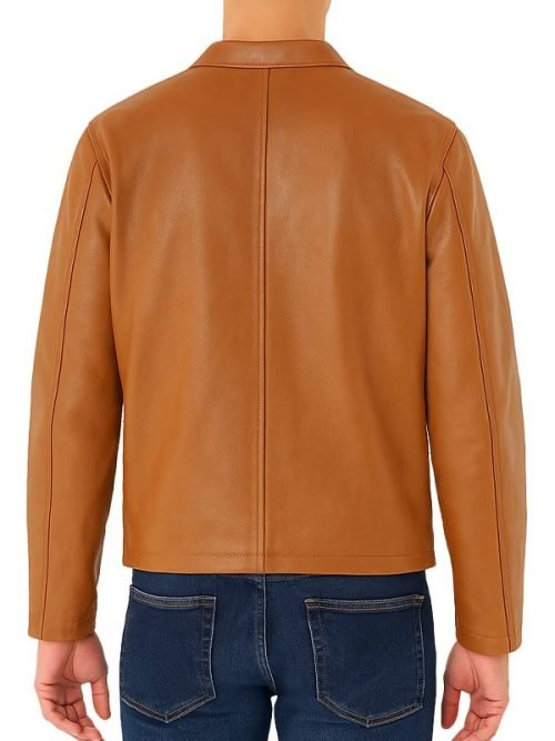 Mens Brown Classic Collar Leather Jacket