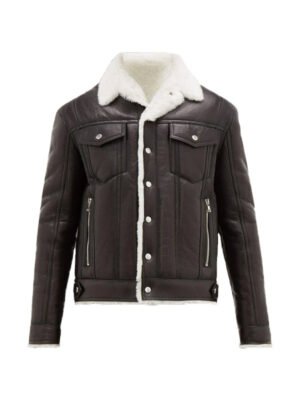 Men Black Streetstyle Shearling Jacket