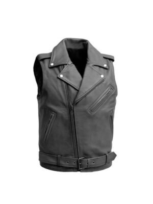 Men’s Asymmetrical Moto Leather Vest