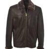 Men Brown Pilot Shearling Bomber Leather Jacket
