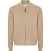 Mens Brown Suede Real Leather Bomber Jacket