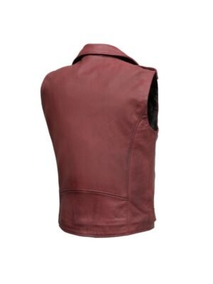 Red Leather Motorcycle Vest For Mens - Image 2