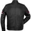 Black Leather Red and White Striped Cafe Racer Jacket