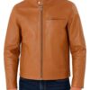 Mens Brown Classic Collar Leather Jacket