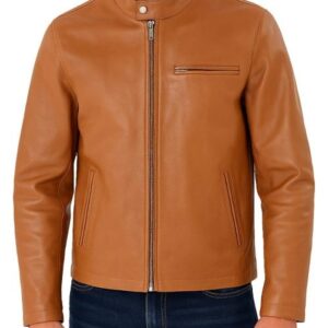Mens Brown Classic Collar Leather Jacket