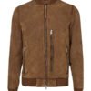 Mens Brown Suede Leather Bomber Jacket