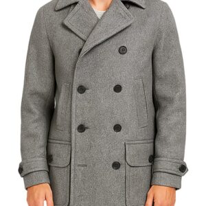 Men’s Gray Double Breasted Trench Coat