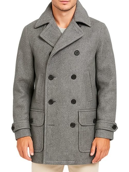 Men’s Gray Double Breasted Trench Coat