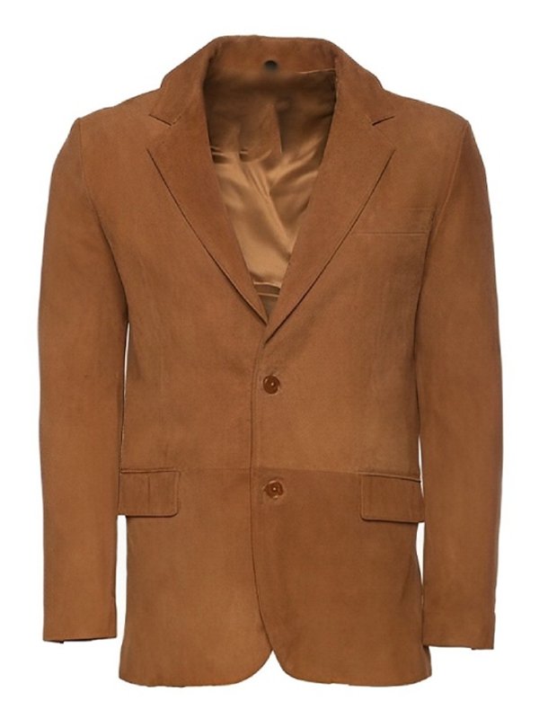 Mens Tan Suede Leather Blazer
